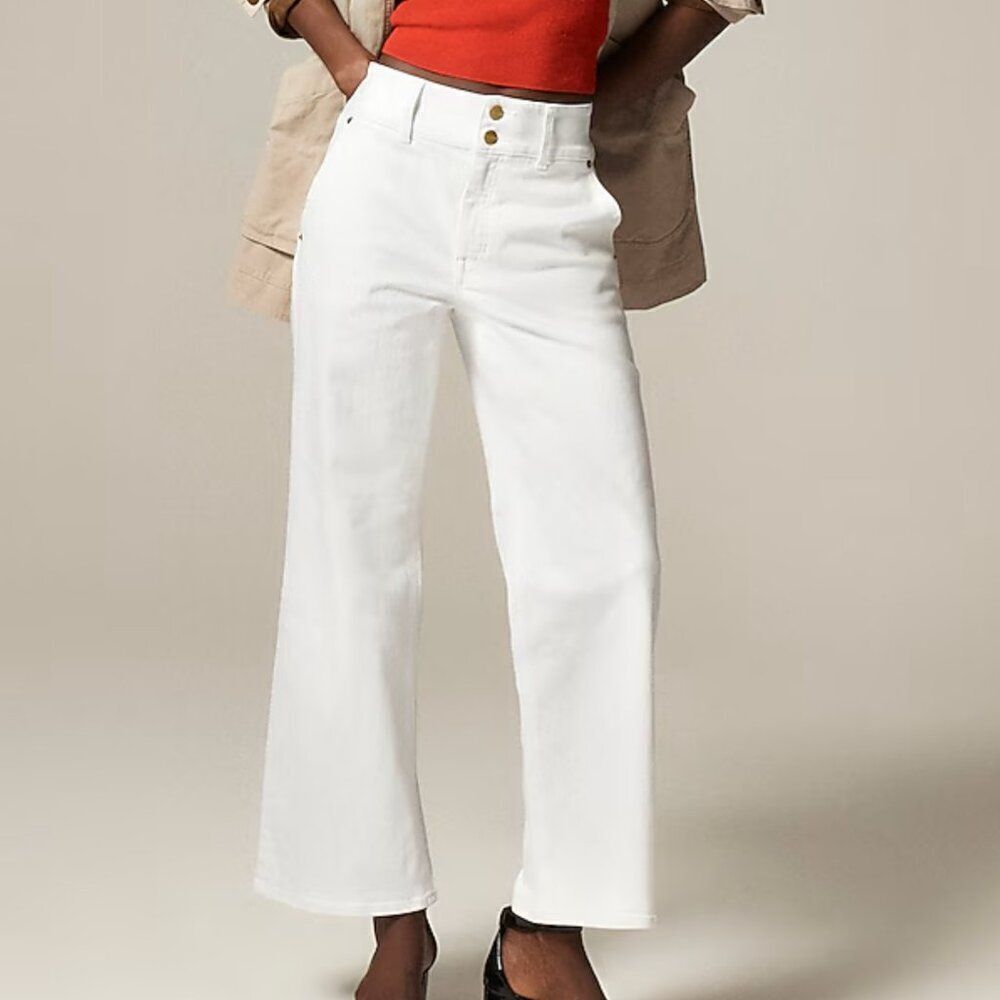 J. Crew White Wide-Leg Jeans